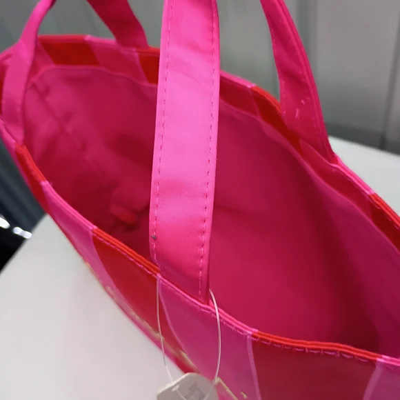Victoria's Secret Vibrant Pink and Gold Striped Tote - Picture 6 of 7